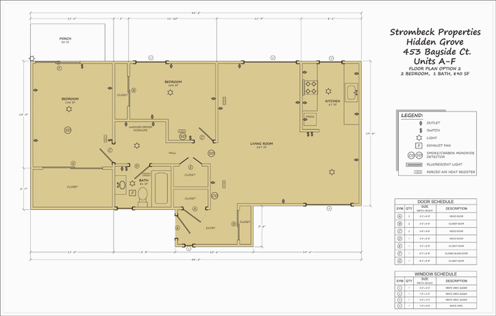 Floor Plan (453 Bayside Court; 1 Bedroom @ 890 S.F.) // Snapshot