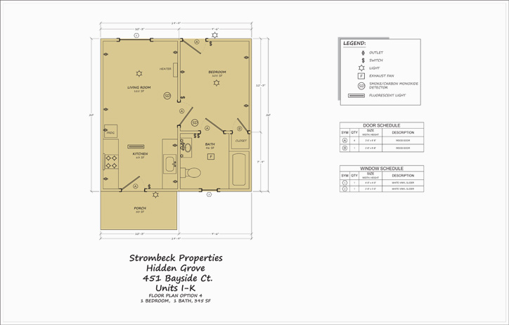 Floor Plan (451 Bayside Court; 1 Bedroom @ 395 S.F.) // Snapshot