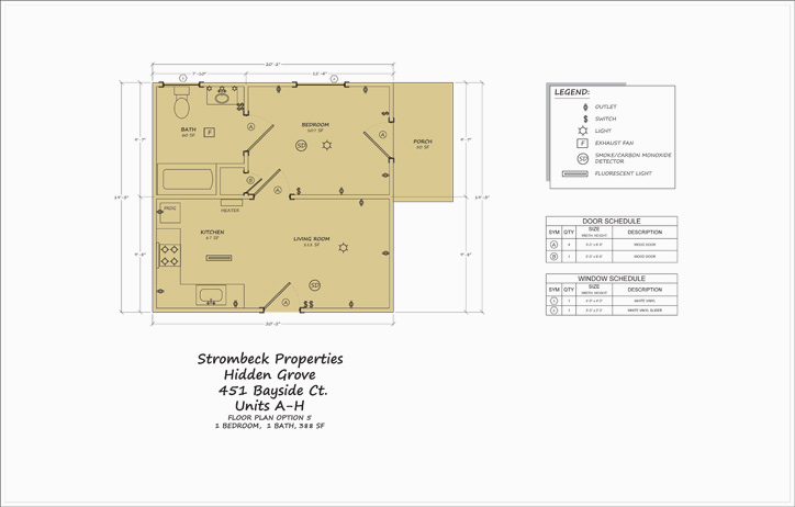 Floor Plan (451 Bayside Court; 1 Bedroom @ 388 S.F.) // Snapshot