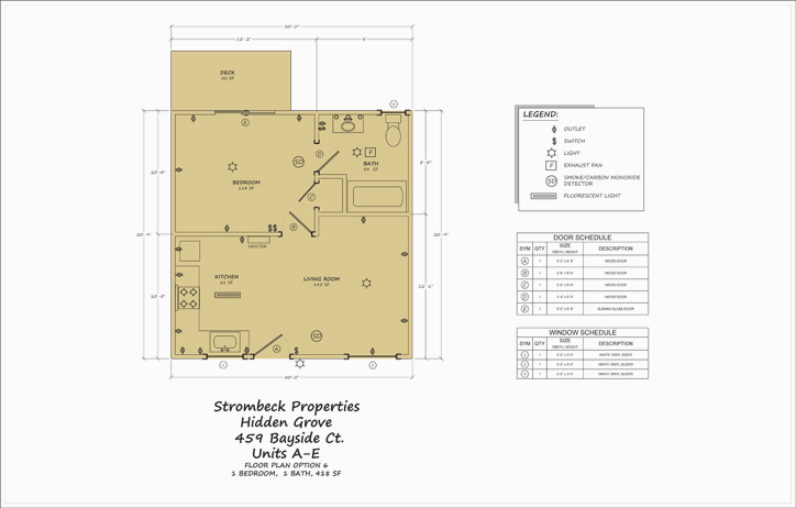 Floor Plan (459 Bayside Court; 1 Bedroom @ 418 S.F.) // Snapshot
